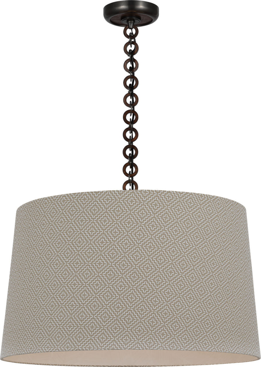 Evelyn 25" Hanging Shade | Bronze and Natural Oak | Schumacher Dove Soho Weave Shade