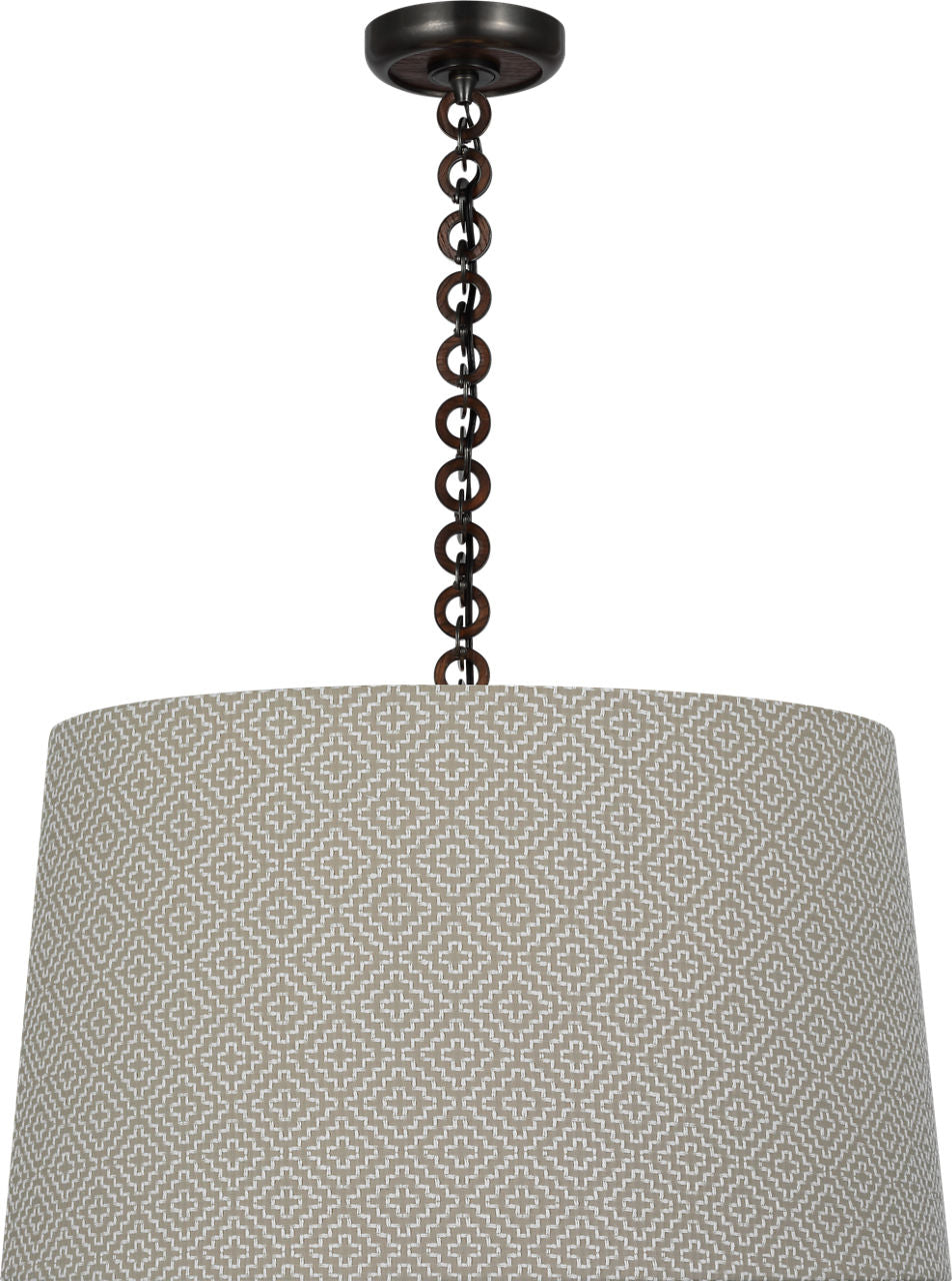 Evelyn 25" Hanging Shade | Bronze and Natural Oak | Schumacher Dove Soho Weave Shade