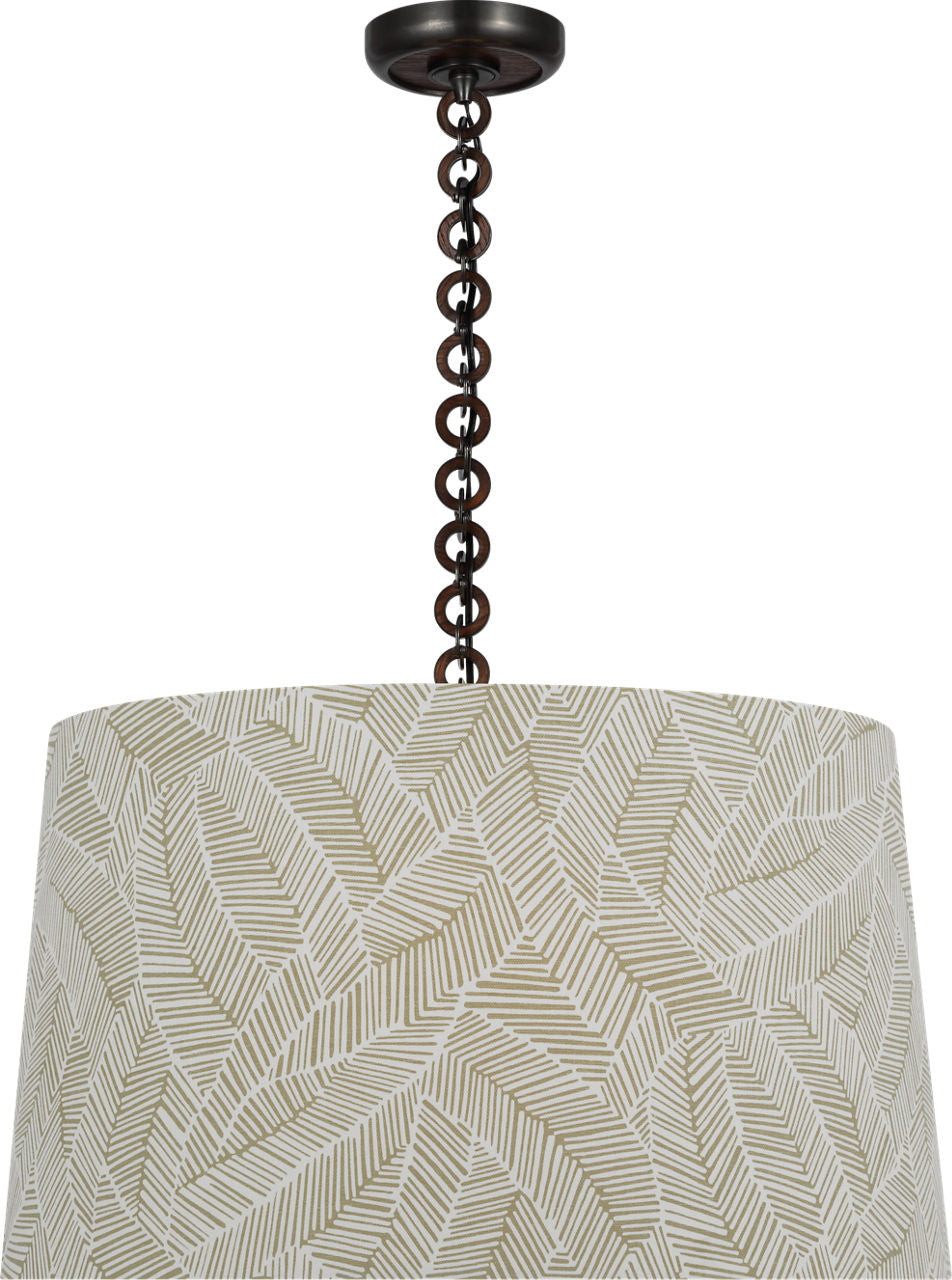 Evelyn 25" Hanging Shade | Bronze and Natural Oak | Schumacher Taupe Abstract Leaf Shade