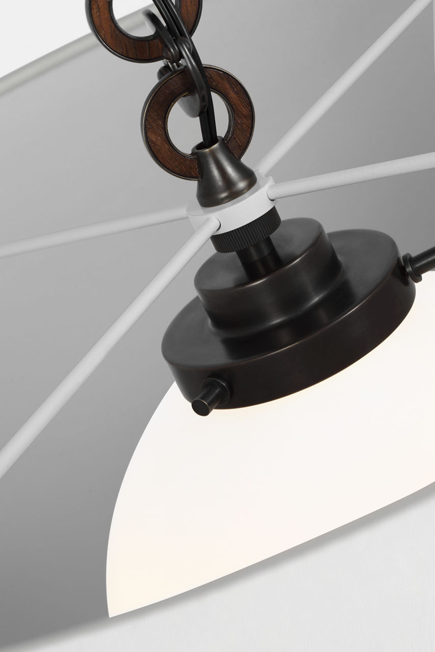 Evelyn 25" Hanging Shade | Bronze and Natural Oak | Linen Shade