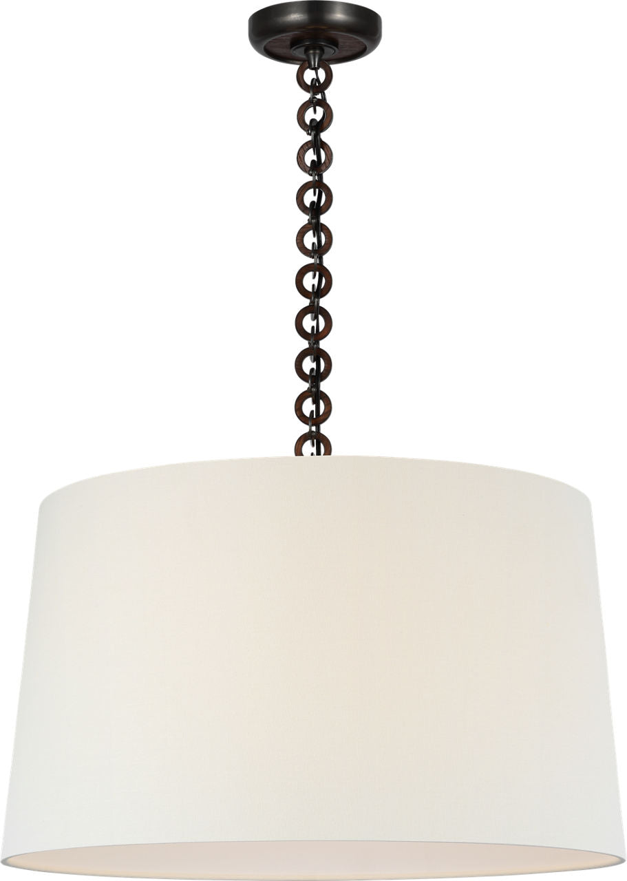 Evelyn 25" Hanging Shade | Bronze and Natural Oak | Linen Shade
