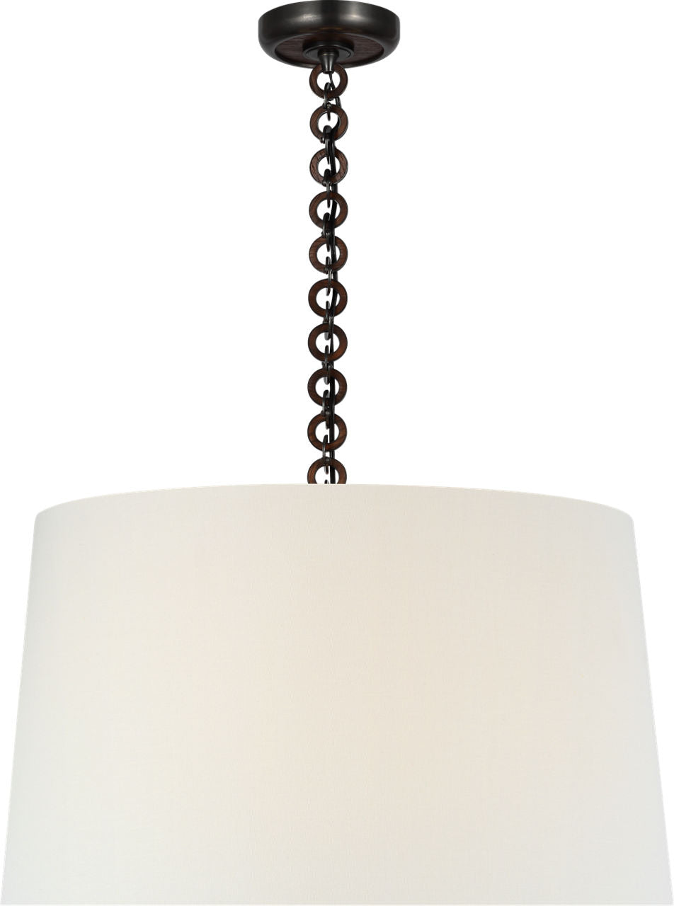 Evelyn 25" Hanging Shade | Bronze and Natural Oak | Linen Shade