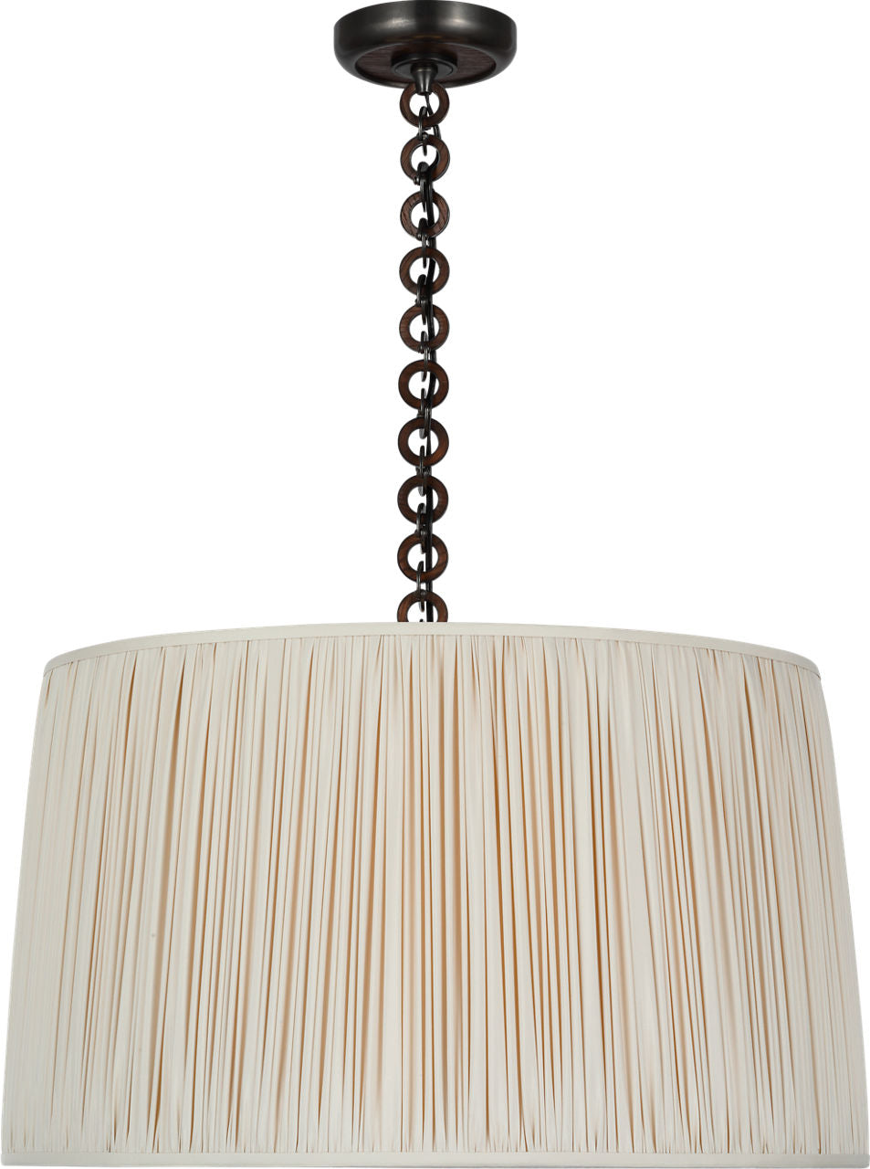 Evelyn 25" Hanging Shade | Bronze and Natural Oak | Champagne Silk Pleated Shade