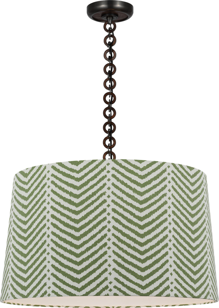 Evelyn 25" Hanging Shade | Bronze and Natural Oak | Schumacher Verde La Jolla Shade