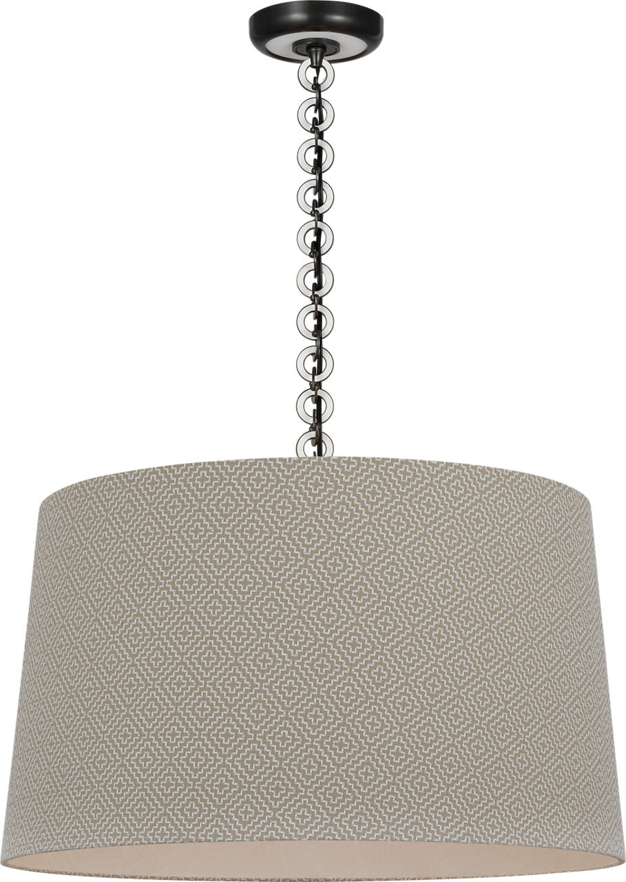 Evelyn 25" Hanging Shade | Bronze and White Oak | Schumacher Dove Soho Weave Shade