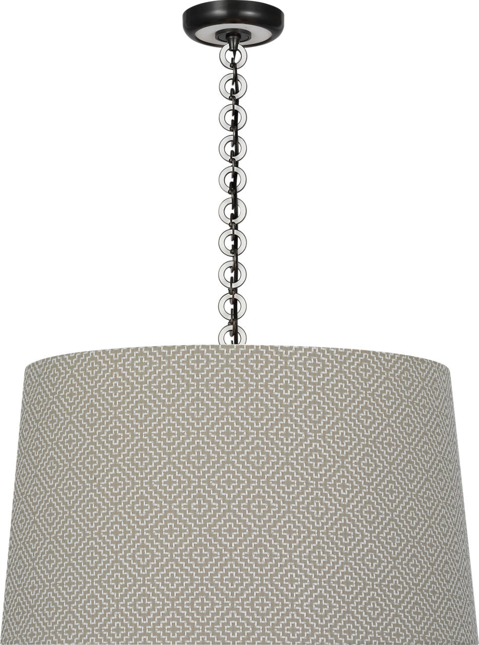 Evelyn 25" Hanging Shade | Bronze and White Oak | Schumacher Dove Soho Weave Shade