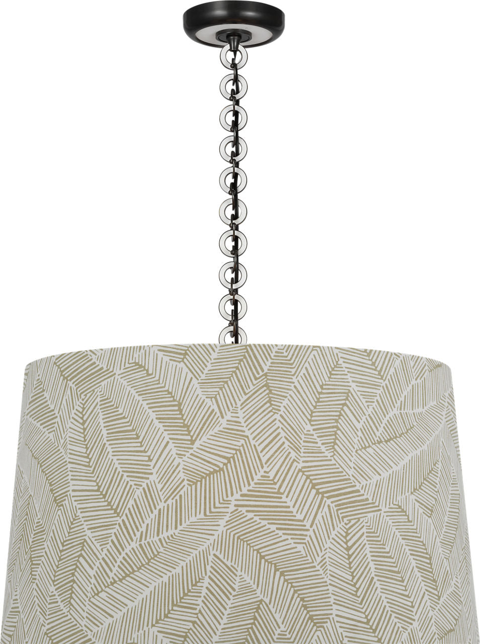 Evelyn 25" Hanging Shade | Bronze and White Oak | Schumacher Taupe Abstract Leaf Shade