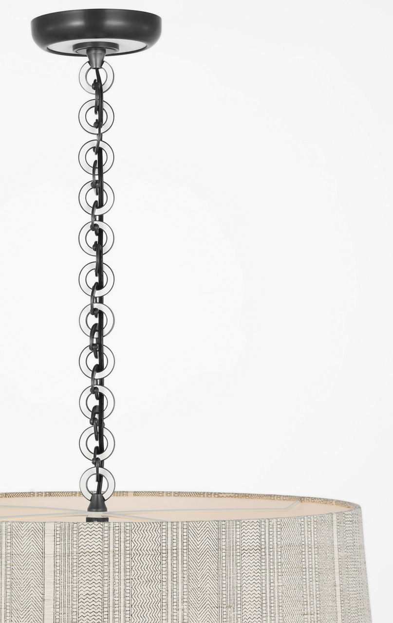 Evelyn 25" Hanging Shade | Bronze and White Oak | Schumacher Natural Mohave Shade