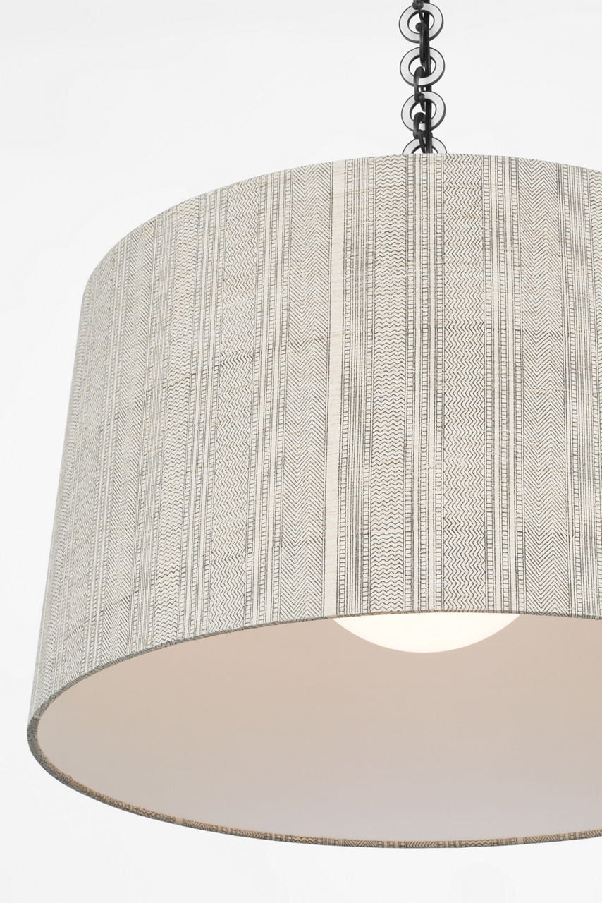 Evelyn 25" Hanging Shade | Bronze and White Oak | Schumacher Natural Mohave Shade