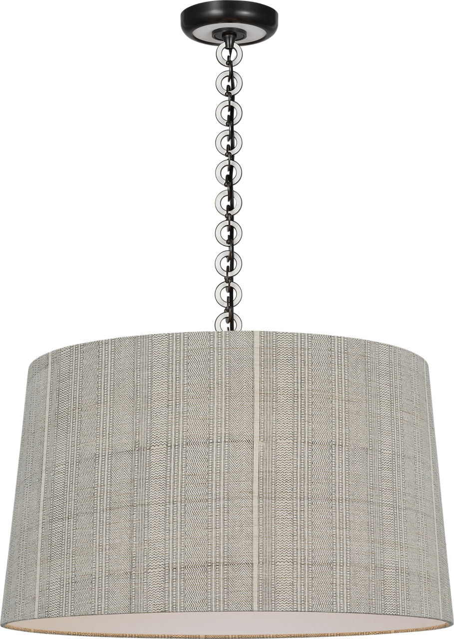 Evelyn 25" Hanging Shade | Bronze and White Oak | Schumacher Natural Mohave Shade