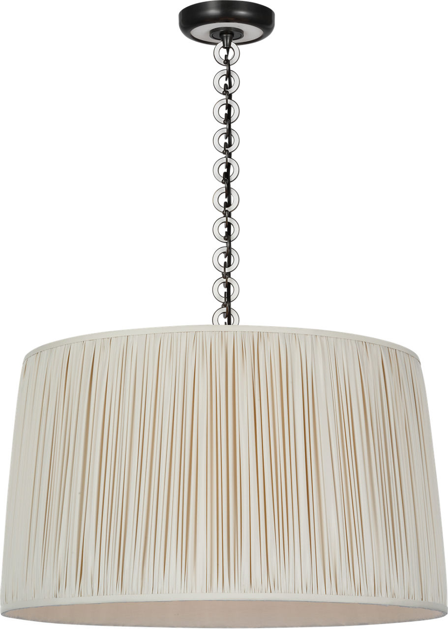 Evelyn 25" Hanging Shade | Bronze and White Oak | Champagne Silk Pleated Shade
