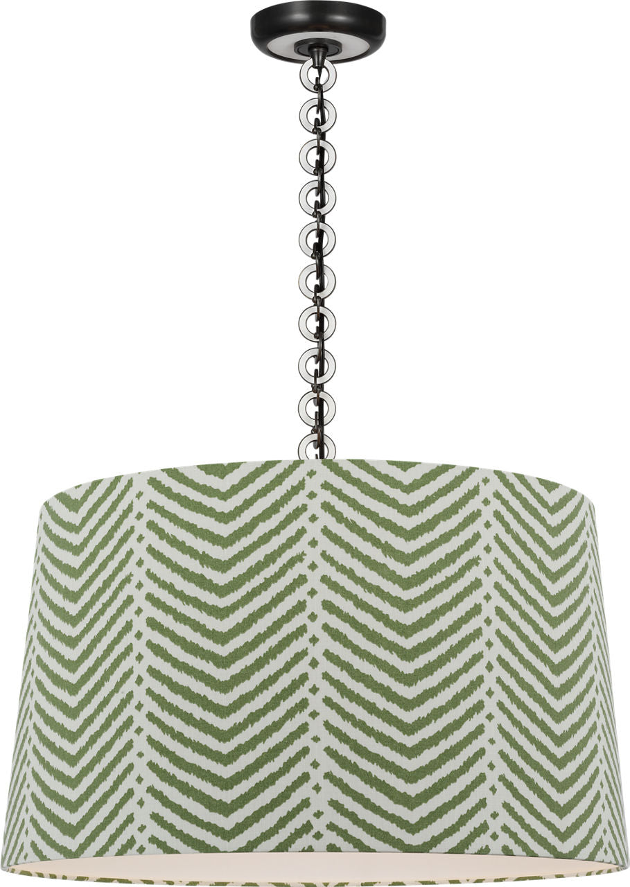 Evelyn 25" Hanging Shade | Bronze and White Oak | Schumacher Verde La Jolla Shade