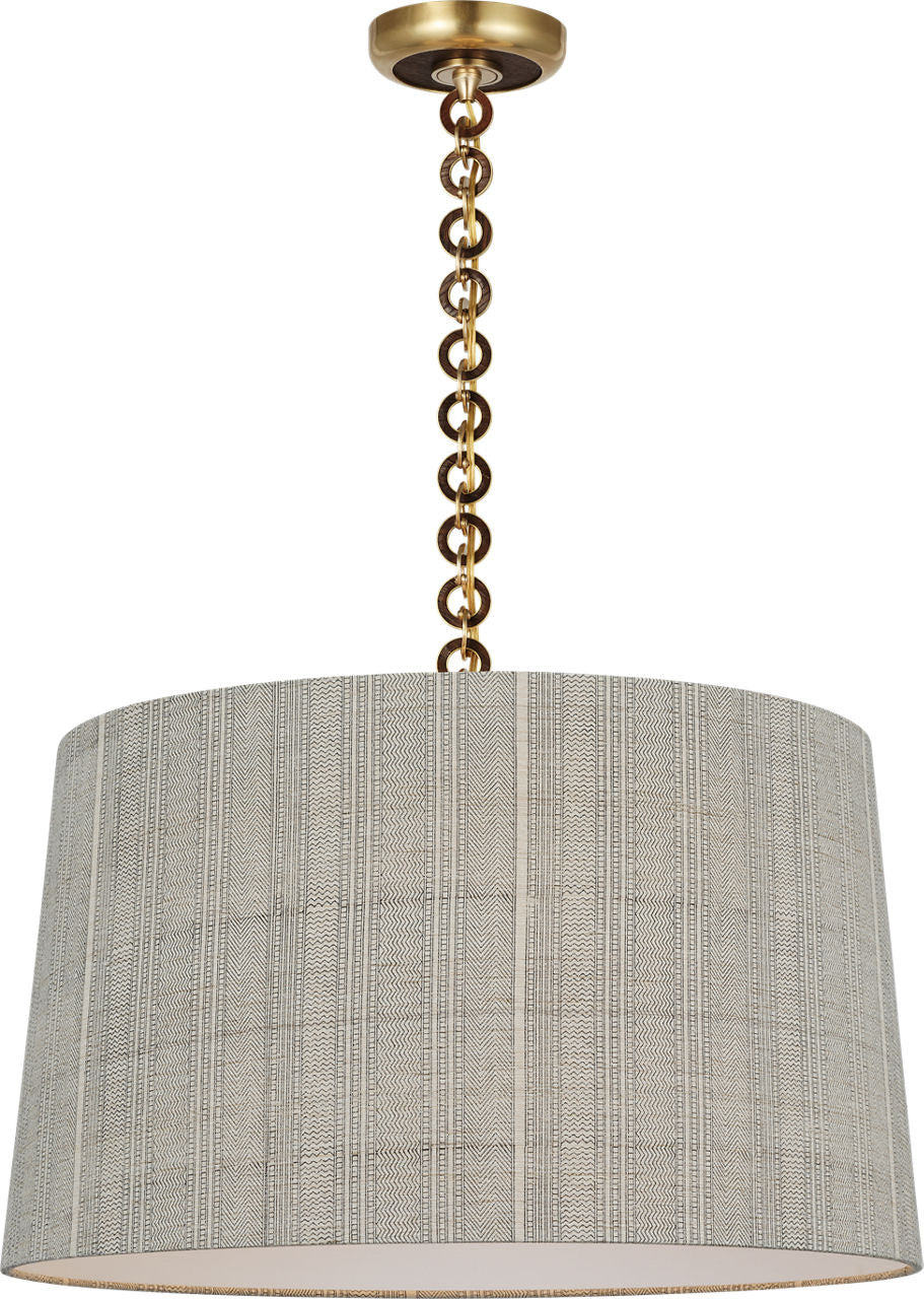 Evelyn 25" Hanging Shade | Hand-Rubbed Antique Brass and Natural Oak | Schumacher Natural Mohave Shade
