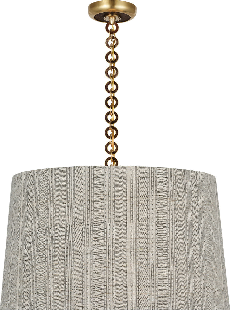Evelyn 25" Hanging Shade | Hand-Rubbed Antique Brass and Natural Oak | Schumacher Natural Mohave Shade