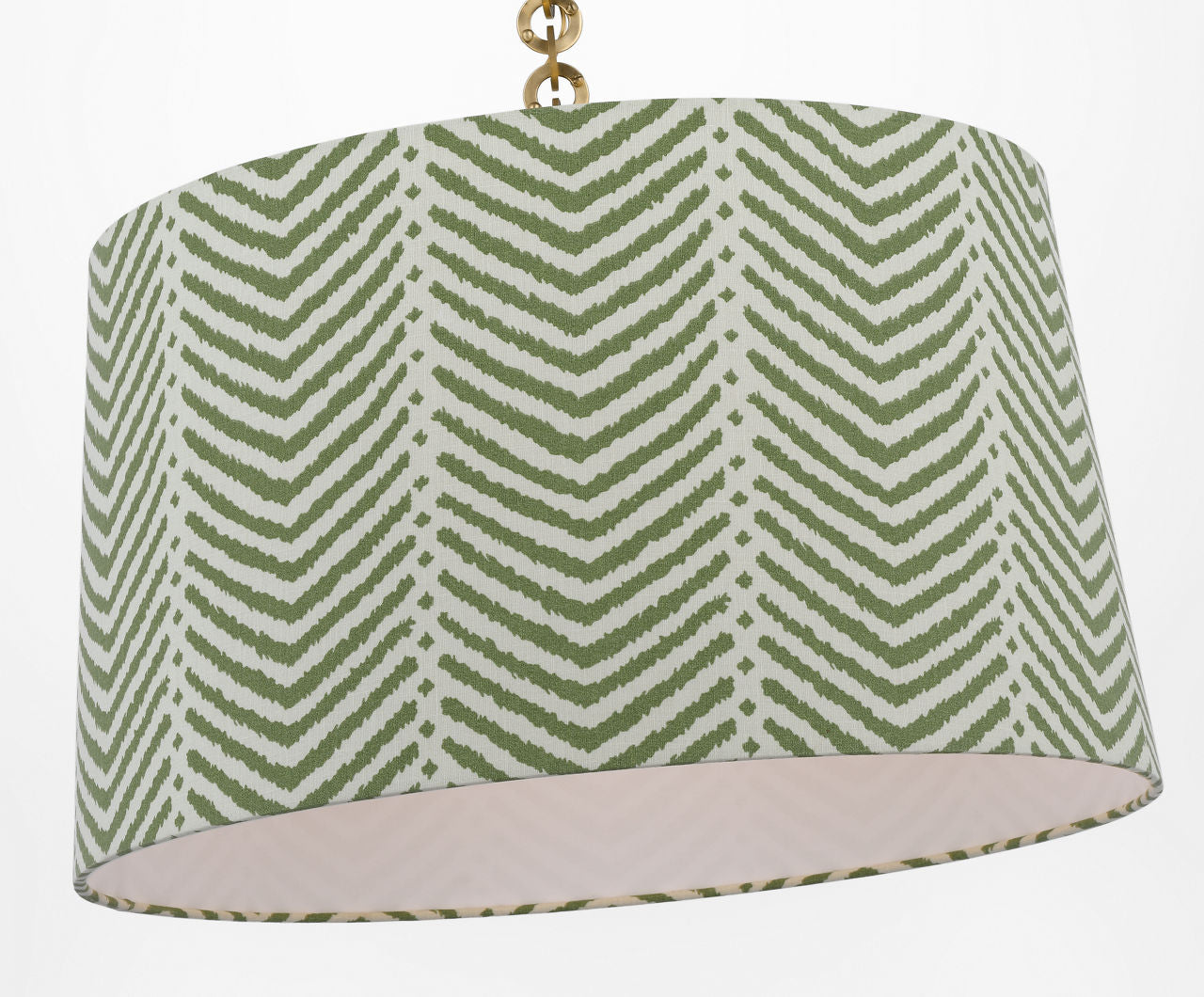 Evelyn 25" Hanging Shade | Hand-Rubbed Antique Brass and Natural Oak | Schumacher Verde La Jolla Shade