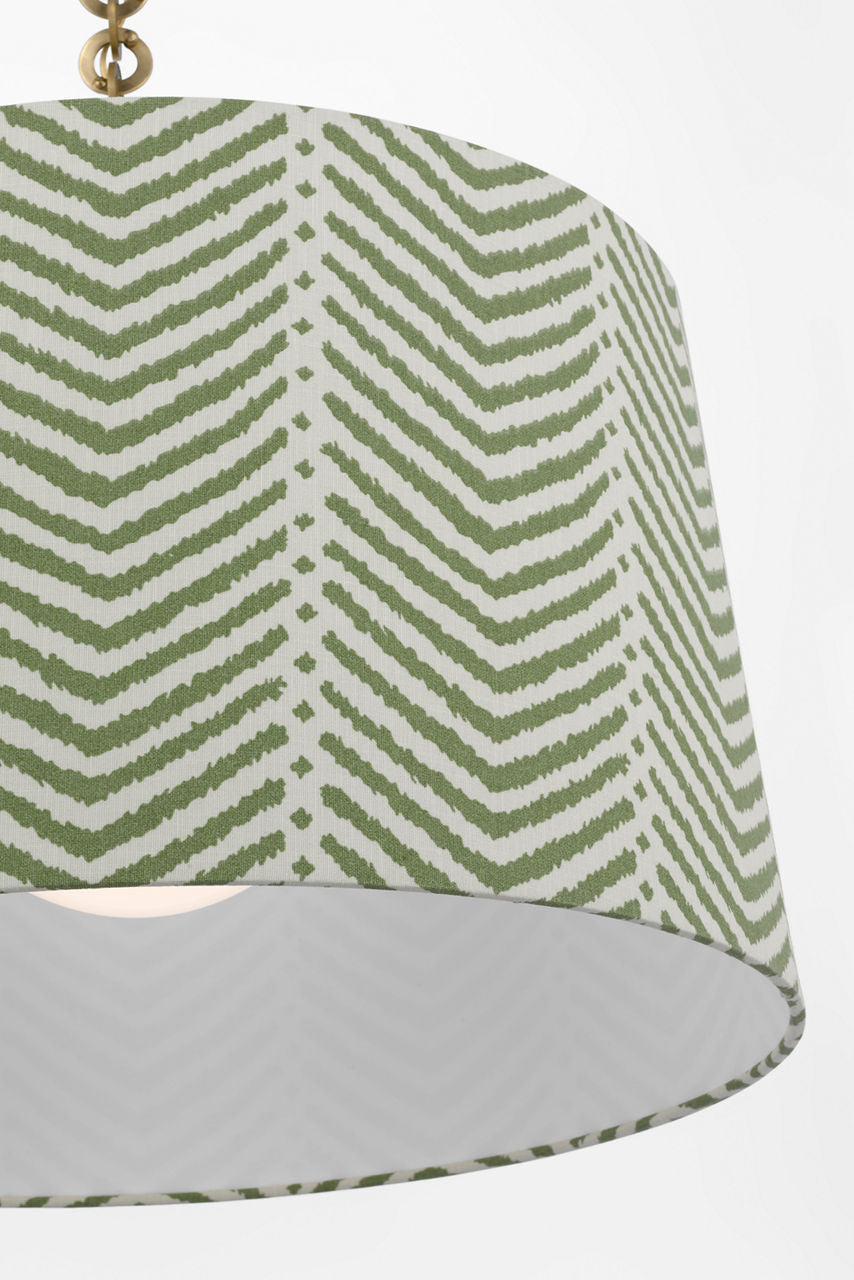 Evelyn 25" Hanging Shade | Hand-Rubbed Antique Brass and Natural Oak | Schumacher Verde La Jolla Shade