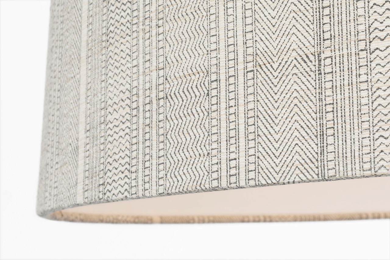 Evelyn 25" Hanging Shade | Hand-Rubbed Antique Brass and White Oak | Schumacher Natural Mohave Shade
