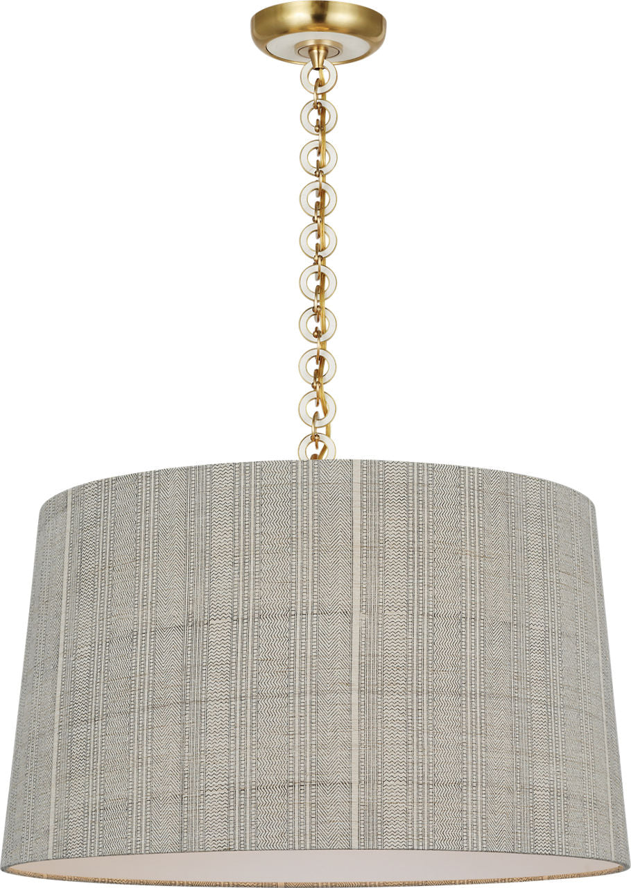 Evelyn 25" Hanging Shade | Hand-Rubbed Antique Brass and White Oak | Schumacher Natural Mohave Shade