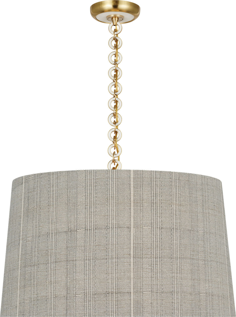 Evelyn 25" Hanging Shade | Hand-Rubbed Antique Brass and White Oak | Schumacher Natural Mohave Shade
