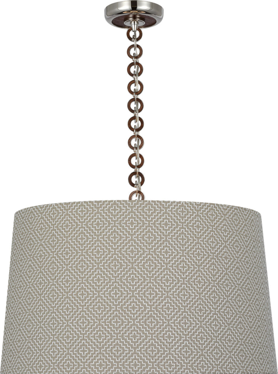Evelyn 25" Hanging Shade | Polished Nickel and Natural Oak | Schumacher Dove Soho Weave Shade