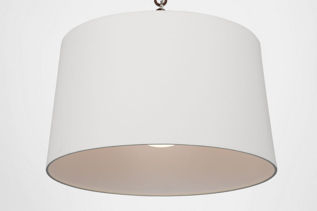 Evelyn 25" Hanging Shade | Polished Nickel and Natural Oak | Linen Shade