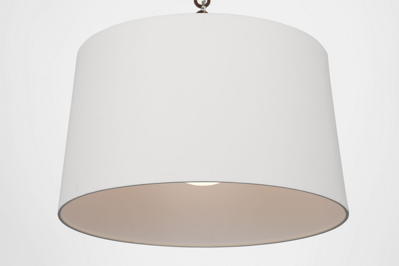 Evelyn 25" Hanging Shade | Polished Nickel and Natural Oak | Linen Shade