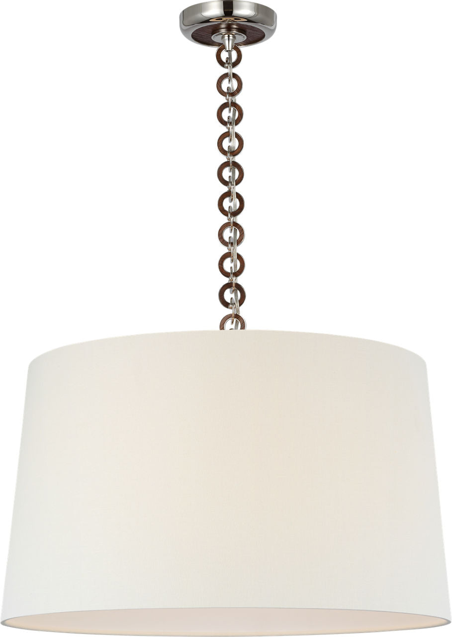 Evelyn 25" Hanging Shade | Polished Nickel and Natural Oak | Linen Shade