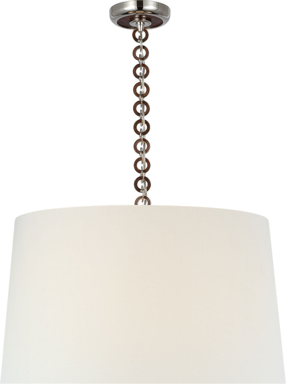 Evelyn 25" Hanging Shade | Polished Nickel and Natural Oak | Linen Shade