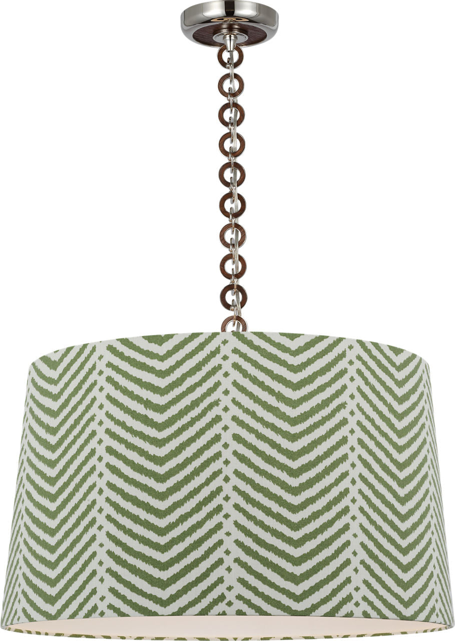 Evelyn 25" Hanging Shade | Polished Nickel and Natural Oak | Schumacher Verde La Jolla Shade