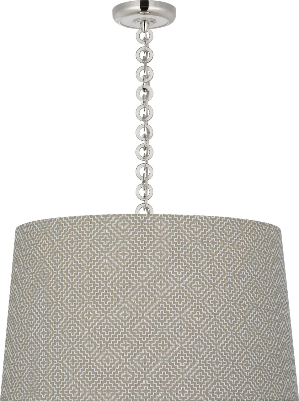 Evelyn 25" Hanging Shade | Polished Nickel and White Oak | Schumacher Dove Soho Weave Shade