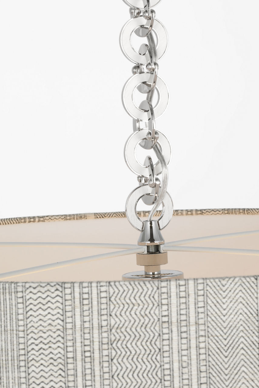 Evelyn 25" Hanging Shade | Polished Nickel and White Oak | Schumacher Natural Mohave Shade
