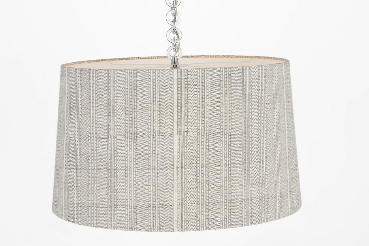 Evelyn 25" Hanging Shade | Polished Nickel and White Oak | Schumacher Natural Mohave Shade
