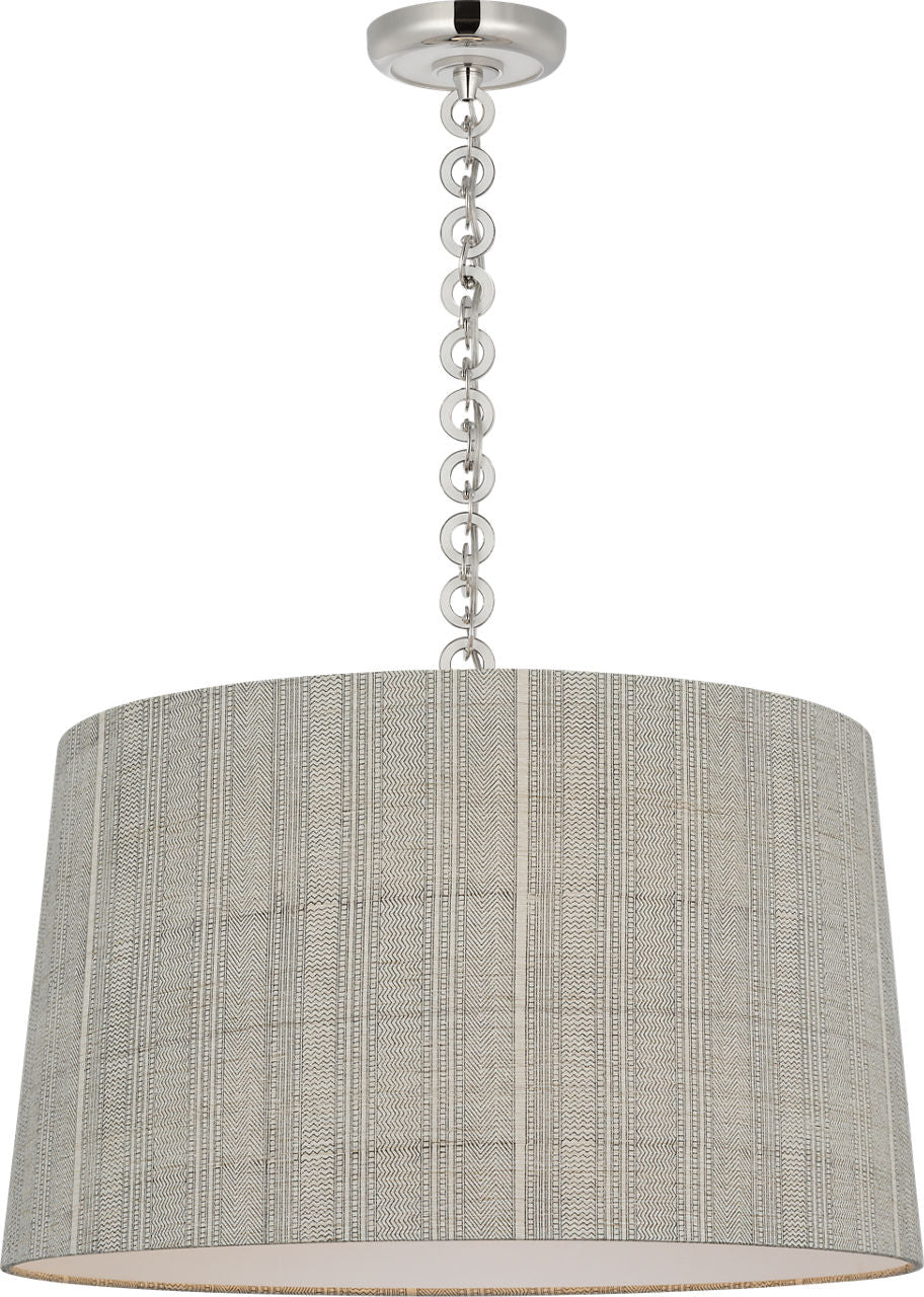 Evelyn 25" Hanging Shade | Polished Nickel and White Oak | Schumacher Natural Mohave Shade