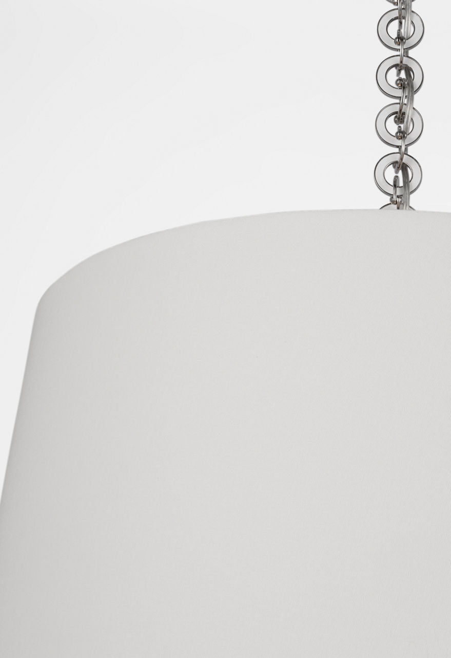 Evelyn 25" Hanging Shade | Polished Nickel and White Oak | Linen Shade