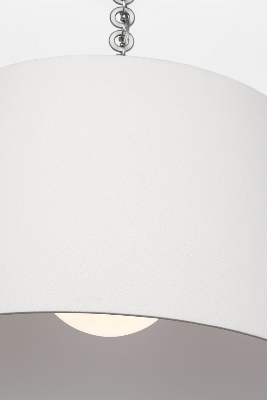 Evelyn 25" Hanging Shade | Polished Nickel and White Oak | Linen Shade
