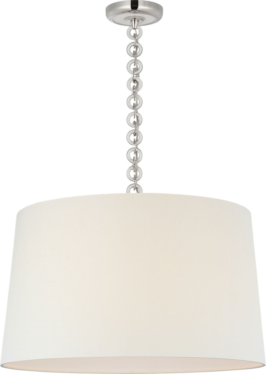 Evelyn 25" Hanging Shade | Polished Nickel and White Oak | Linen Shade