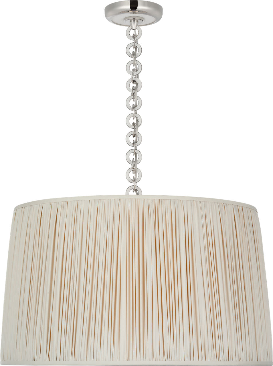 Evelyn 25" Hanging Shade | Polished Nickel and White Oak | Champagne Silk Pleated Shade