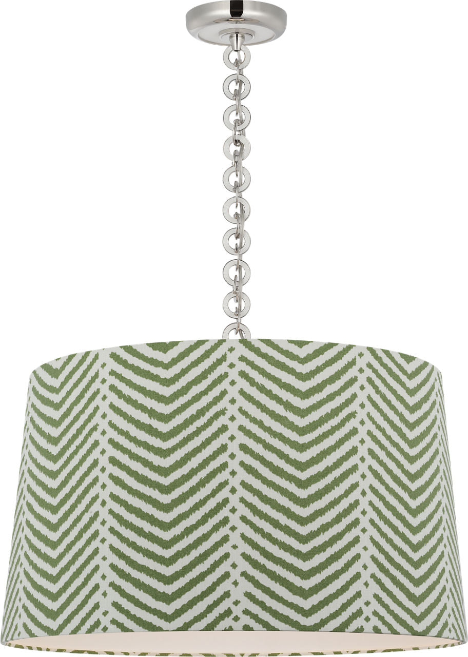 Evelyn 25" Hanging Shade | Polished Nickel and White Oak | Schumacher Verde La Jolla Shade
