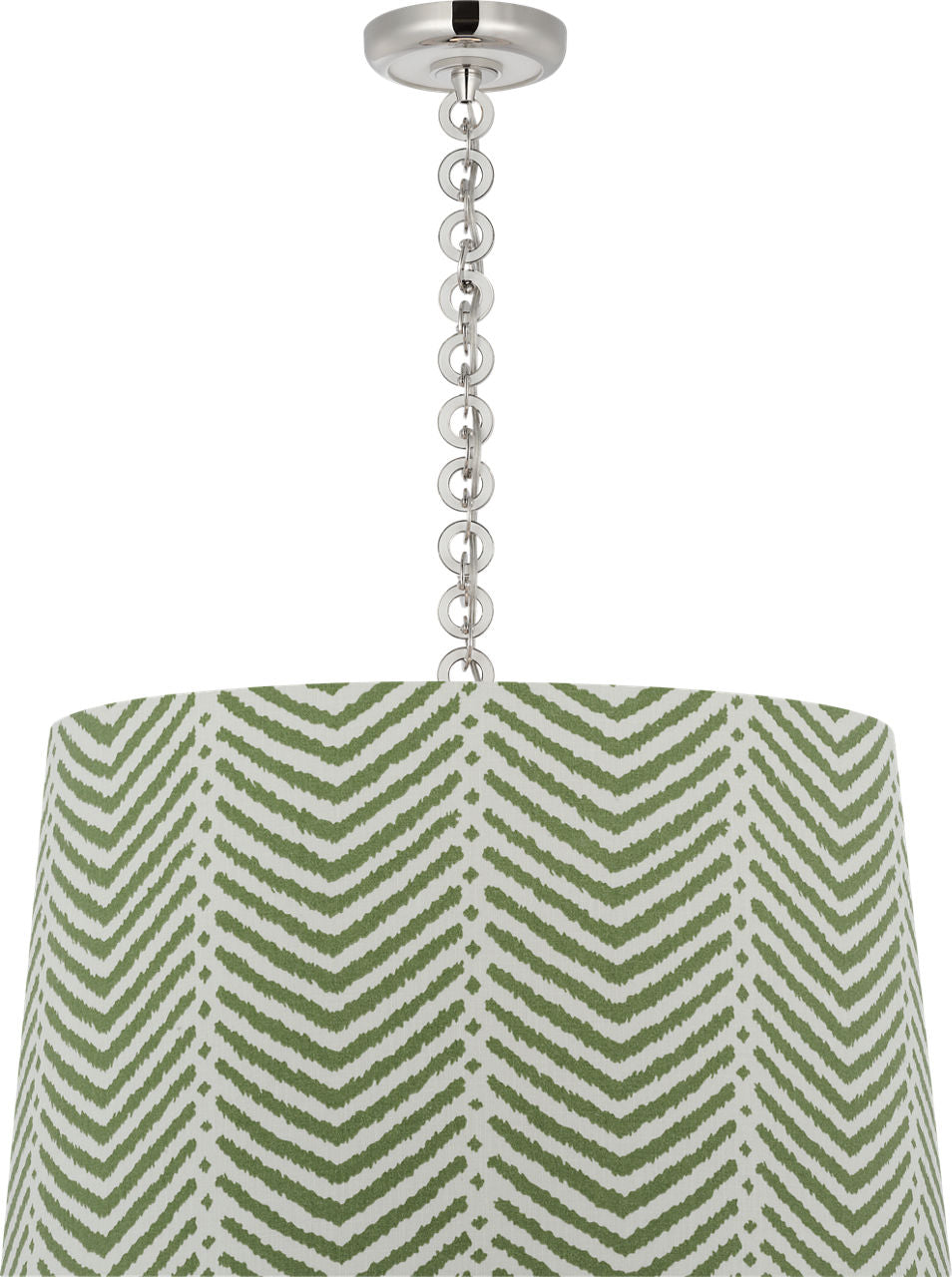 Evelyn 25" Hanging Shade | Polished Nickel and White Oak | Schumacher Verde La Jolla Shade