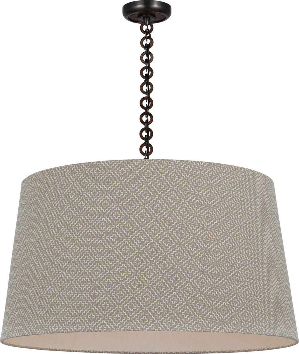 Evelyn 33" Hanging Shade | Bronze and Natural Oak | Schumacher Dove Soho Weave Shade