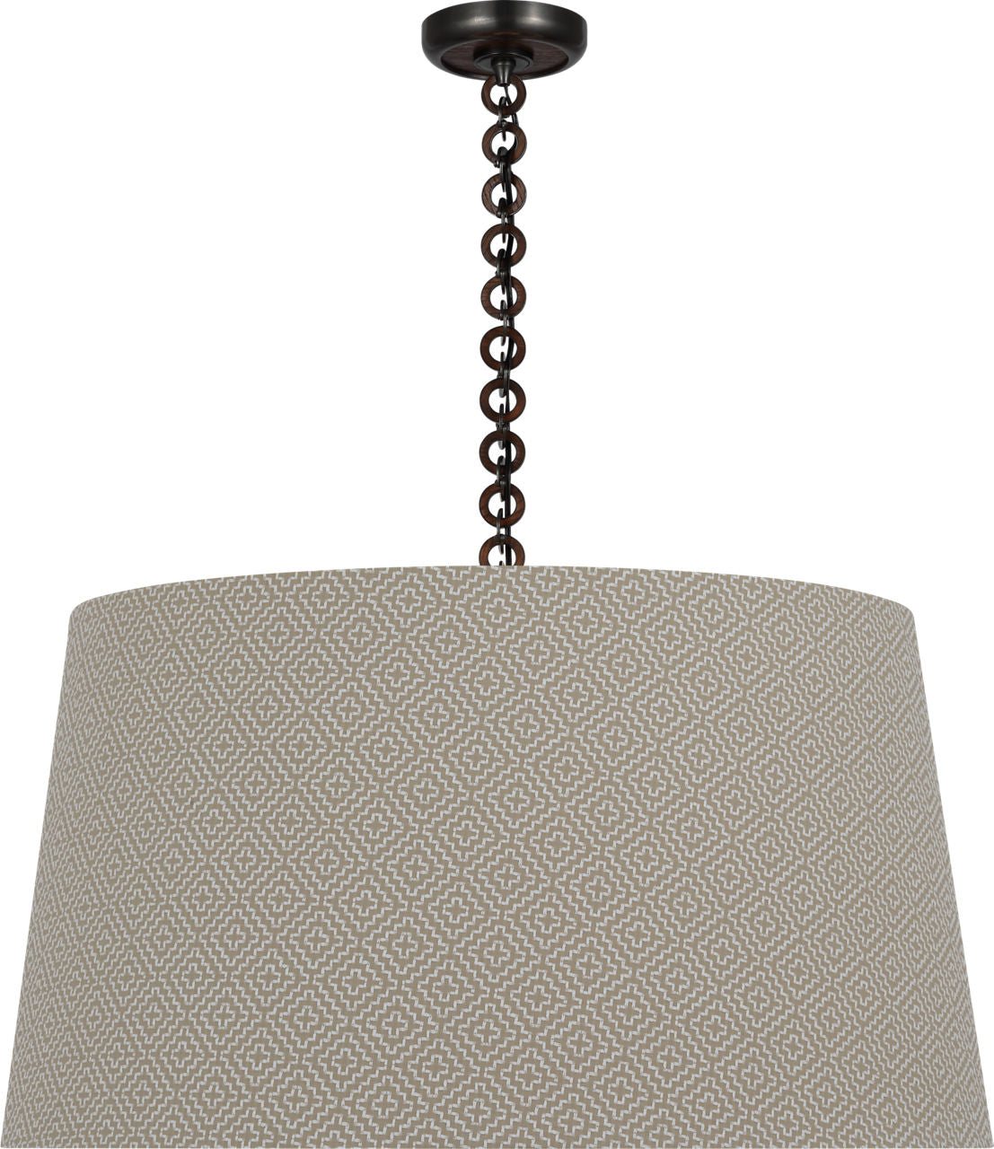 Evelyn 33" Hanging Shade | Bronze and Natural Oak | Schumacher Dove Soho Weave Shade
