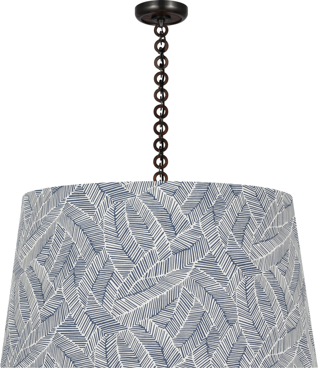 Evelyn 33" Hanging Shade | Bronze and Natural Oak | Schumacher Navy Abstract Leaf Shade