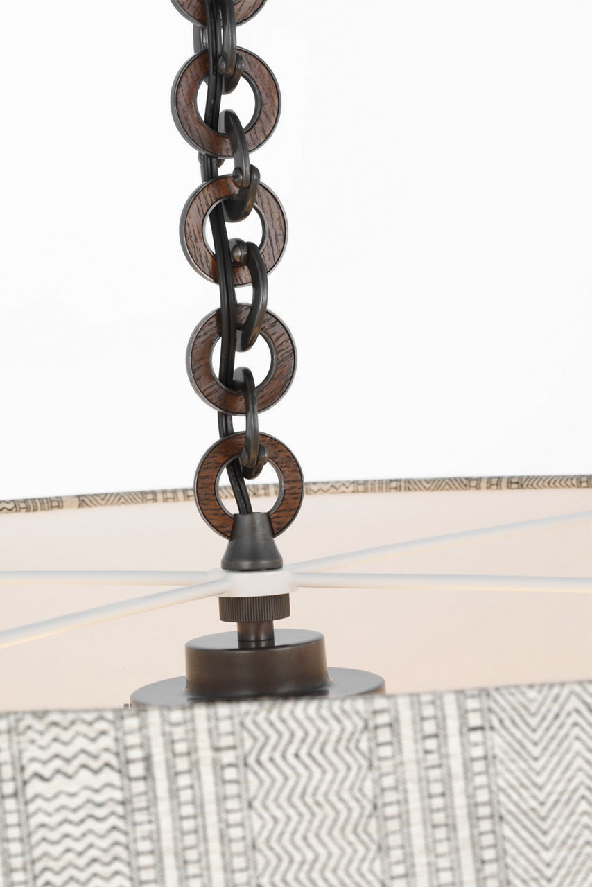 Evelyn 33" Hanging Shade | Bronze and Natural Oak | Schumacher Natural Mohave Shade