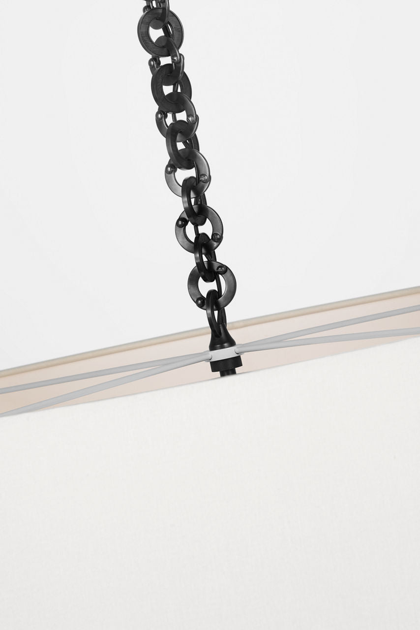 Evelyn 33" Hanging Shade | Bronze and Natural Oak | Linen Shade