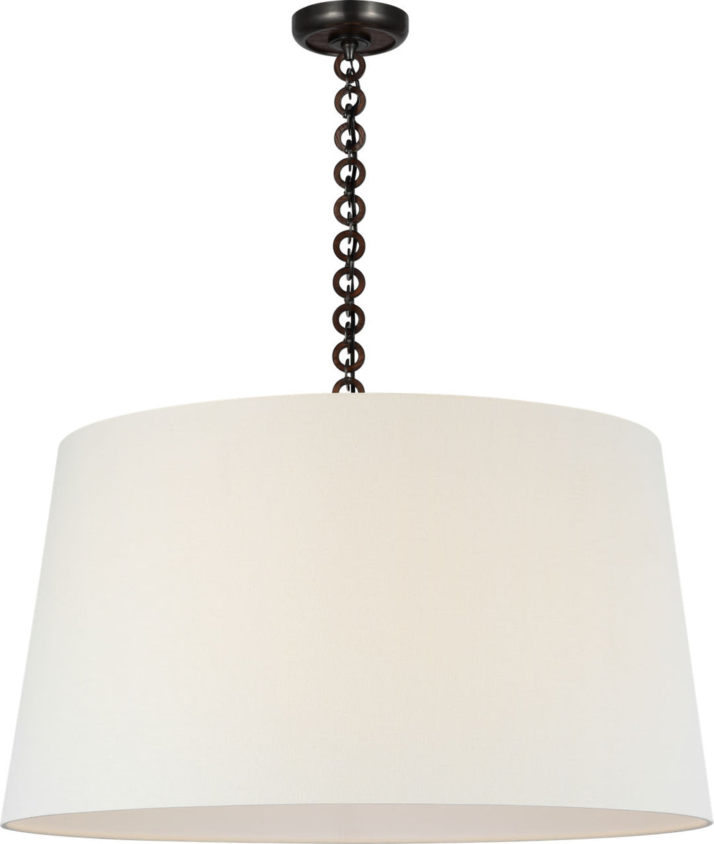 Evelyn 33" Hanging Shade | Bronze and Natural Oak | Linen Shade