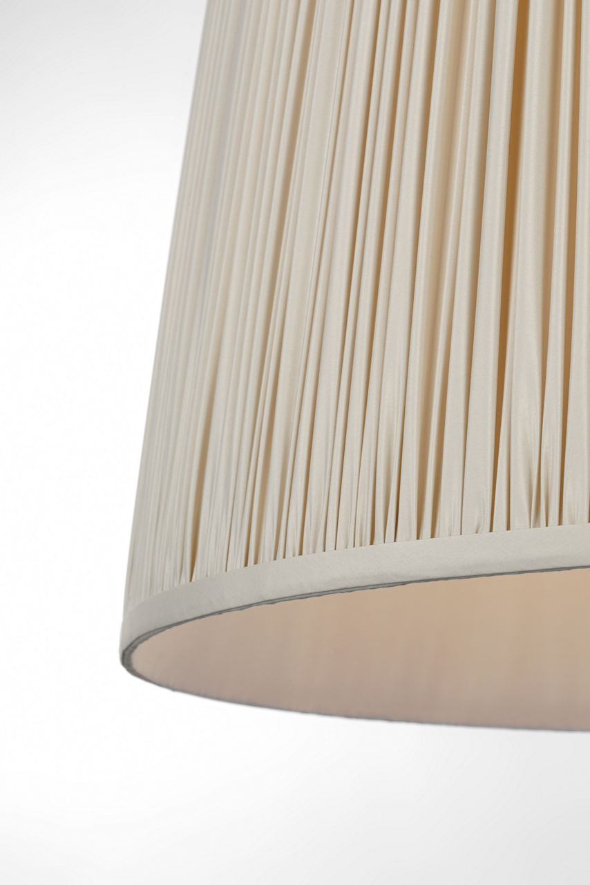 Evelyn 33" Hanging Shade | Bronze and Natural Oak | Champagne Silk Pleated Shade