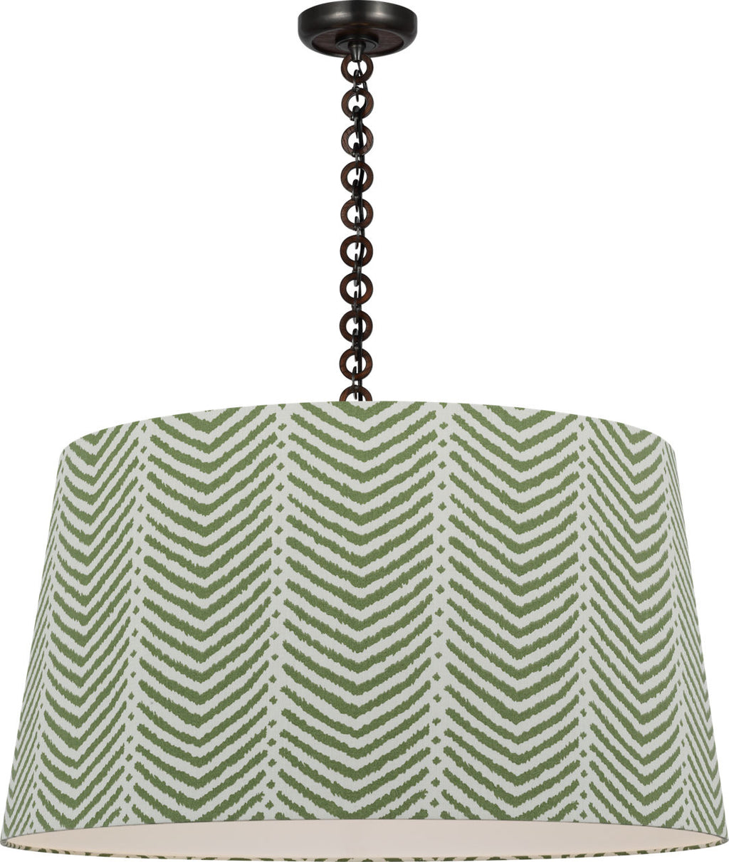 Evelyn 33" Hanging Shade | Bronze and Natural Oak | Schumacher Verde La Jolla Shade
