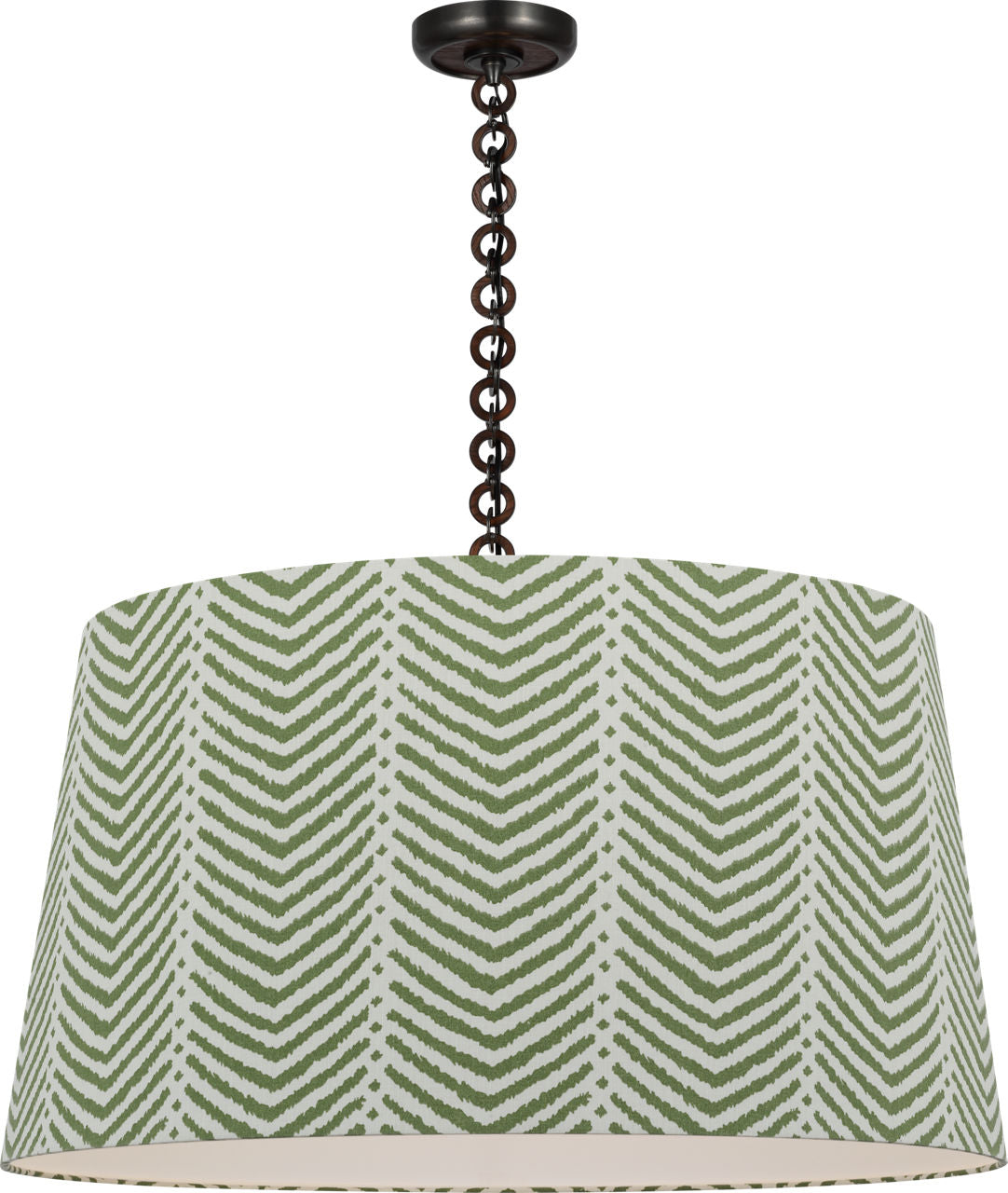 Evelyn 33" Hanging Shade | Bronze and Natural Oak | Schumacher Verde La Jolla Shade