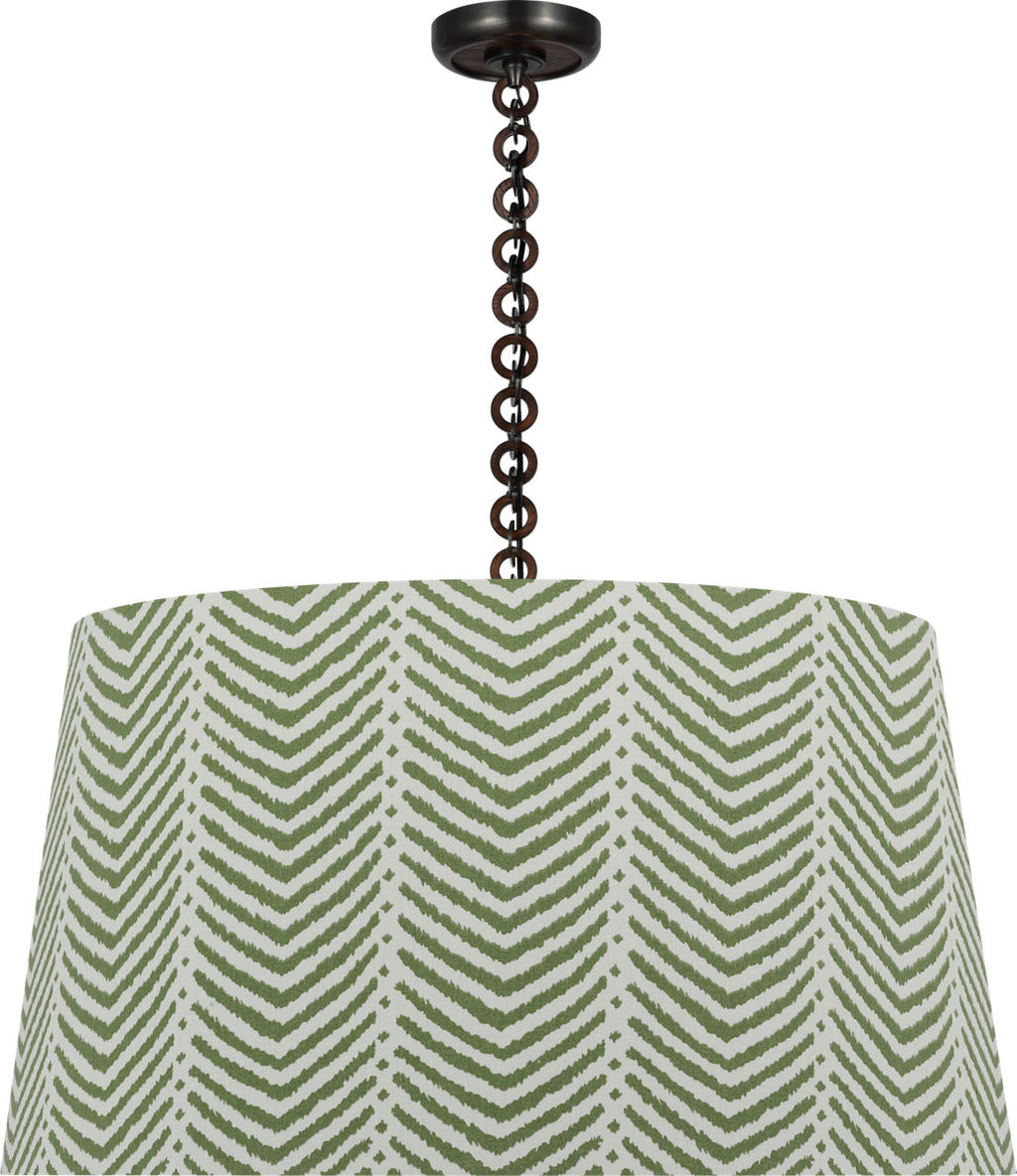 Evelyn 33" Hanging Shade | Bronze and Natural Oak | Schumacher Verde La Jolla Shade
