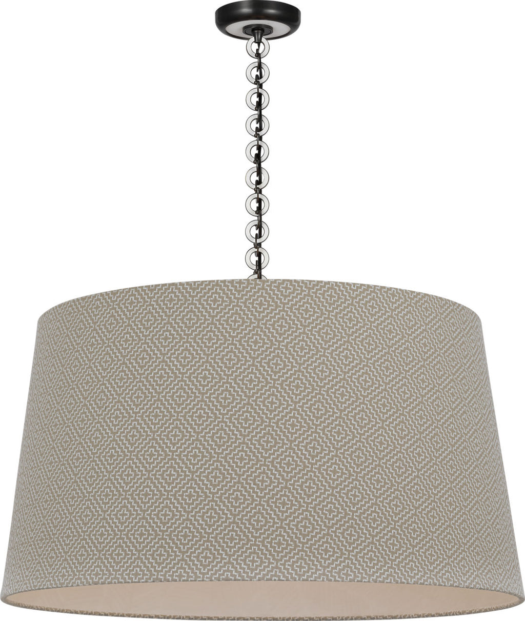 Evelyn 33" Hanging Shade | Bronze and White Oak | Schumacher Dove Soho Weave Shade